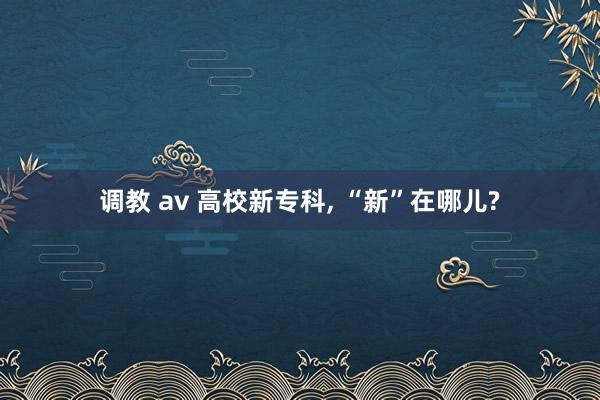 调教 av 高校新专科， “新”在哪儿?