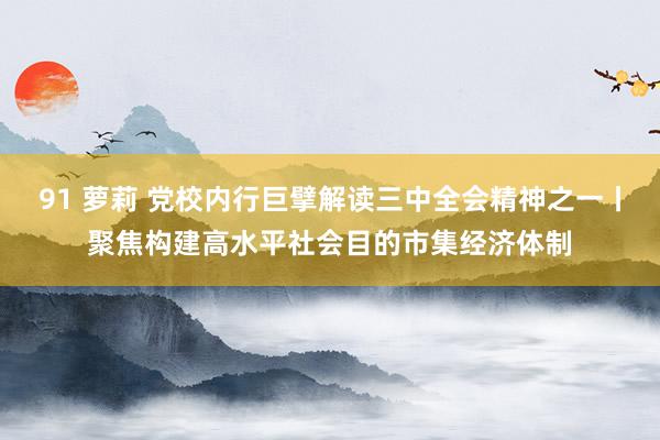 91 萝莉 党校内行巨擘解读三中全会精神之一丨聚焦构建高水平社会目的市集经济体制