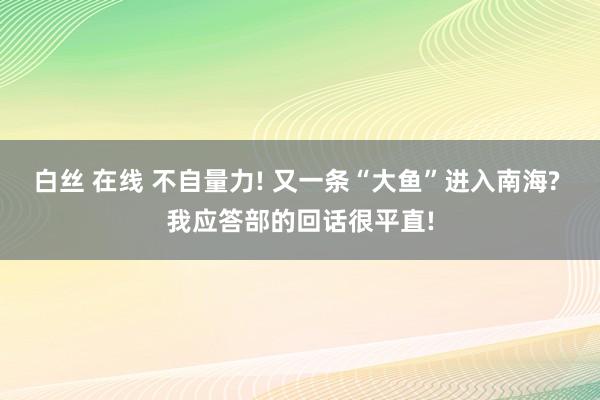 白丝 在线 不自量力! 又一条“大鱼”进入南海? 我应答部的回话很平直!