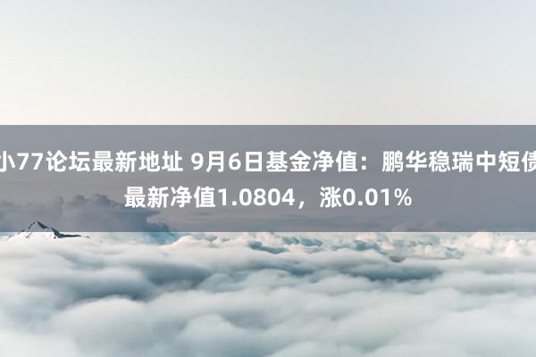 小77论坛最新地址 9月6日基金净值：鹏华稳瑞中短债最新净值1.0804，涨0.01%