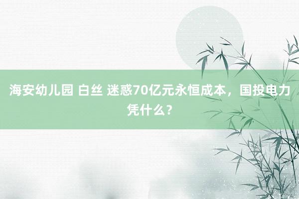 海安幼儿园 白丝 迷惑70亿元永恒成本，国投电力凭什么？