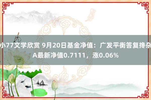 小77文学欣赏 9月20日基金净值：广发平衡答复搀杂A最新净值0.7111，涨0.06%