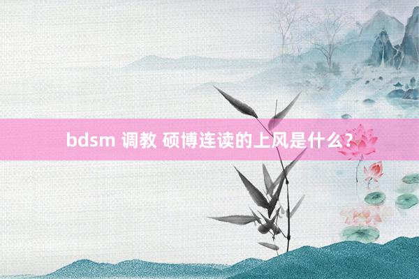 bdsm 调教 硕博连读的上风是什么？