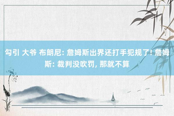 勾引 大爷 布朗尼: 詹姆斯出界还打手犯规了! 詹姆斯: 裁判没吹罚， 那就不算