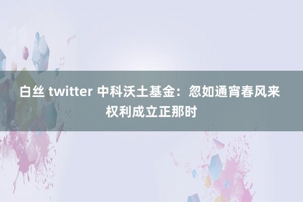 白丝 twitter 中科沃土基金：忽如通宵春风来 权利成立正那时