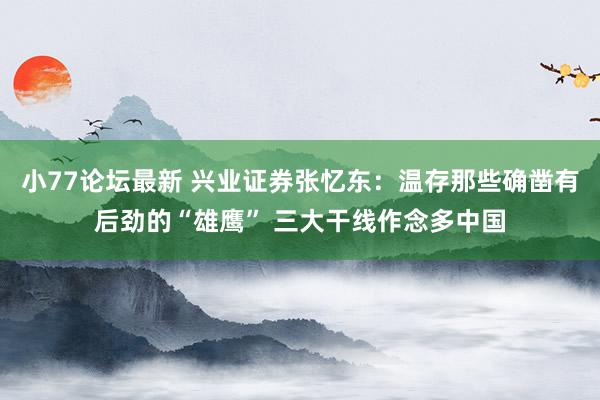 小77论坛最新 兴业证券张忆东：温存那些确凿有后劲的“雄鹰” 三大干线作念多中国