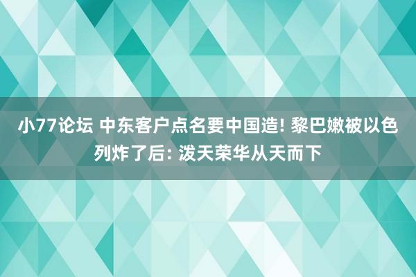 小77论坛 中东客户点名要中国造! 黎巴嫩被以色列炸了后: 泼天荣华从天而下