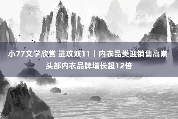 小77文学欣赏 进攻双11丨内衣品类迎销售高潮 头部内衣品牌增长超12倍