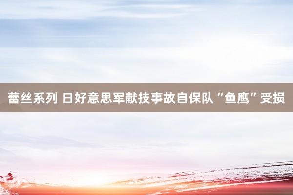 蕾丝系列 日好意思军献技事故　自保队“鱼鹰”受损