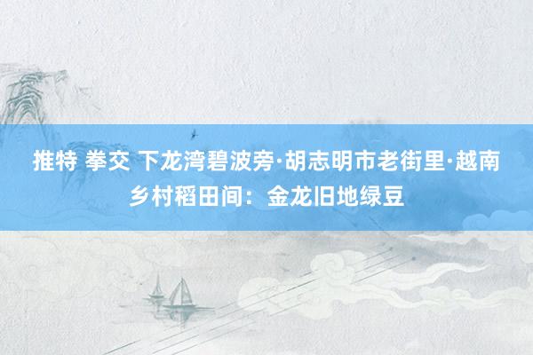 推特 拳交 下龙湾碧波旁·胡志明市老街里·越南乡村稻田间：金龙旧地绿豆