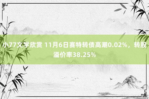 小77文学欣赏 11月6日赛特转债高潮0.02%，转股溢价率38.25%