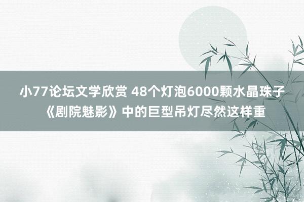 小77论坛文学欣赏 48个灯泡6000颗水晶珠子 《剧院魅影》中的巨型吊灯尽然这样重