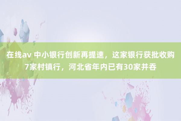 在线av 中小银行创新再提速，这家银行获批收购7家村镇行，河北省年内已有30家并吞