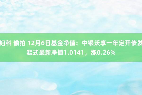 妇科 偷拍 12月6日基金净值：中银沃享一年定开债发起式最新净值1.0141，涨0.26%