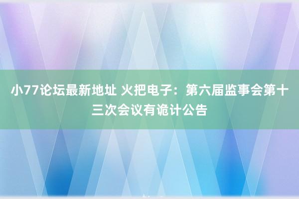 小77论坛最新地址 火把电子：第六届监事会第十三次会议有诡计公告