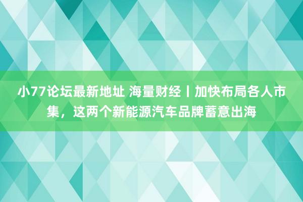 小77论坛最新地址 海量财经丨加快布局各人市集，这两个新能源汽车品牌蓄意出海