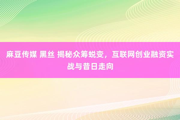 麻豆传媒 黑丝 揭秘众筹蜕变，互联网创业融资实战与昔日走向