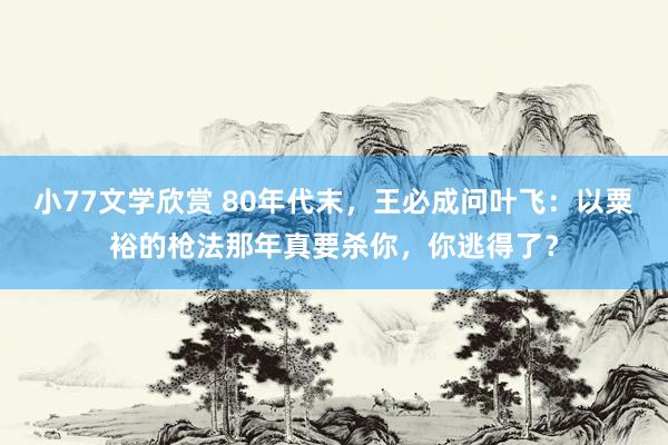 小77文学欣赏 80年代末，王必成问叶飞：以粟裕的枪法那年真要杀你，你逃得了？