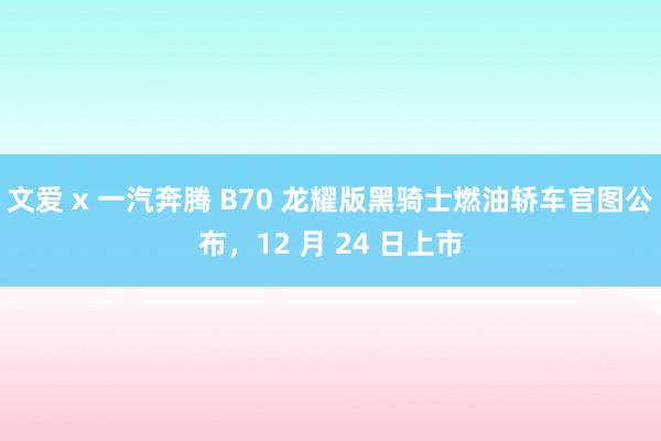 文爱 x 一汽奔腾 B70 龙耀版黑骑士燃油轿车官图公布，12 月 24 日上市