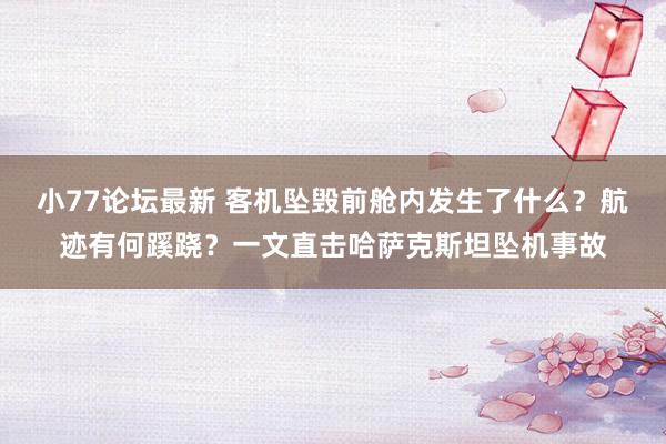 小77论坛最新 客机坠毁前舱内发生了什么？航迹有何蹊跷？一文直击哈萨克斯坦坠机事故