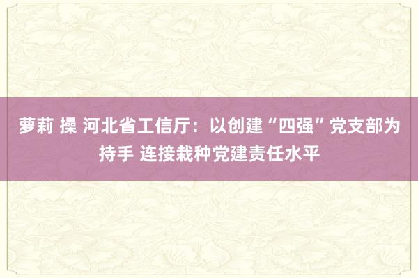 萝莉 操 河北省工信厅：以创建“四强”党支部为持手 连接栽种党建责任水平