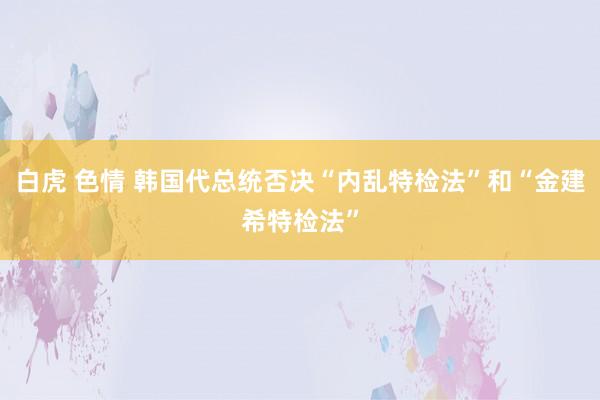 白虎 色情 韩国代总统否决“内乱特检法”和“金建希特检法”