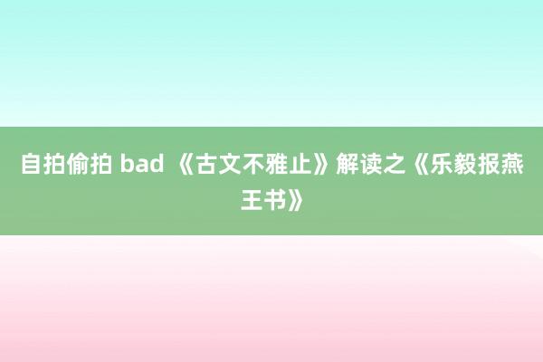 自拍偷拍 bad 《古文不雅止》解读之《乐毅报燕王书》