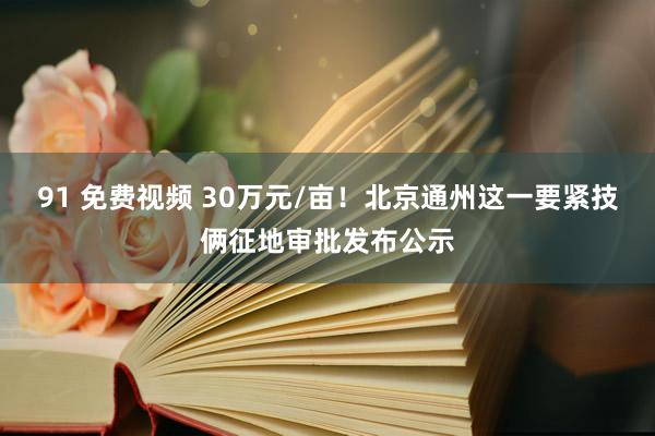 91 免费视频 30万元/亩！北京通州这一要紧技俩征地审批发布公示