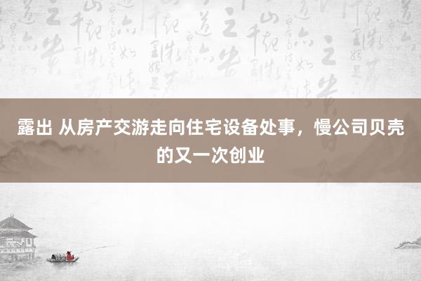 露出 从房产交游走向住宅设备处事，慢公司贝壳的又一次创业