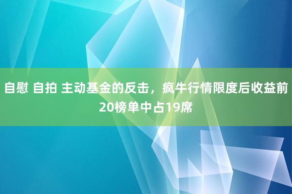 自慰 自拍 主动基金的反击，疯牛行情限度后收益前20榜单中占19席