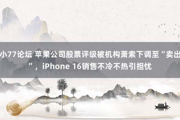 小77论坛 苹果公司股票评级被机构萧索下调至“卖出”，iPhone 16销售不冷不热引担忧