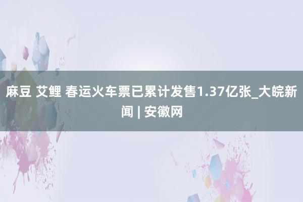 麻豆 艾鲤 春运火车票已累计发售1.37亿张_大皖新闻 | 安徽网